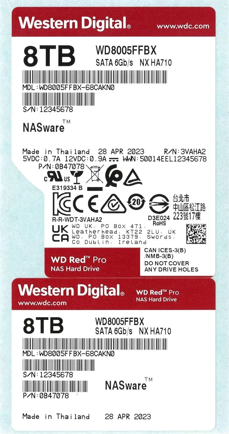 WD Red Pro NAS hard drive label