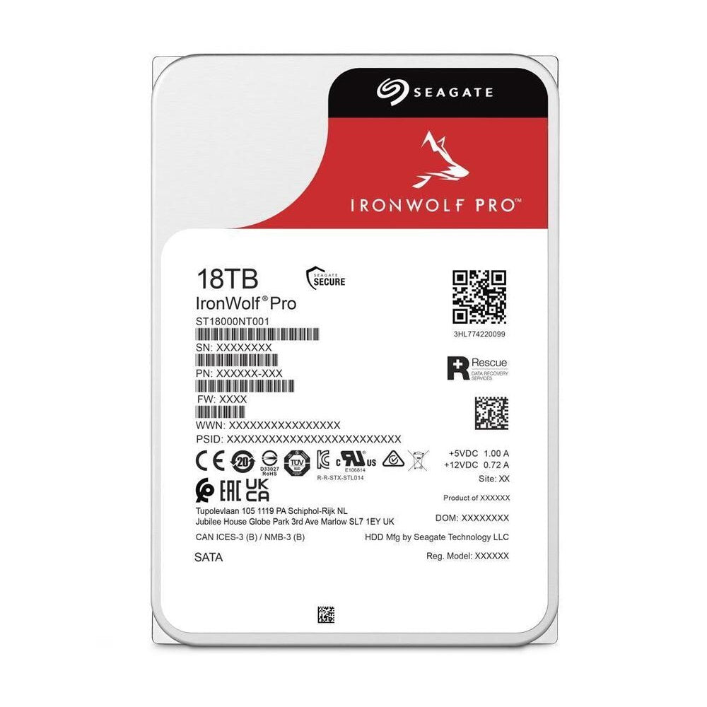 Seagate IronWolf Pro 18TB NAS HDD, model ST18000NT001