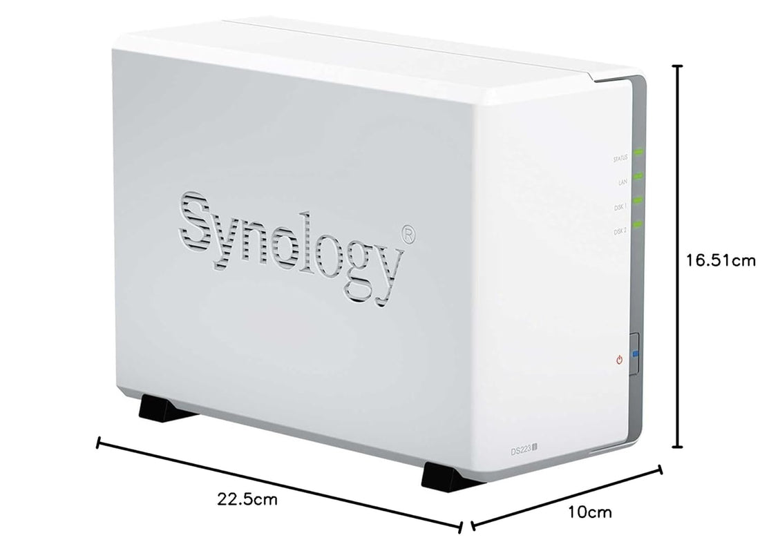 Synology DS223j 2-Bay Diskstation NAS (Realtek RTD1619B 4-Core 1.7 GHz 1GB DDR4 Ram 1xRJ-45 1GbE LAN-Port)