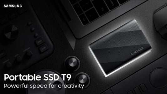 Samsung Portable SSD T9 - carbon texture product shot