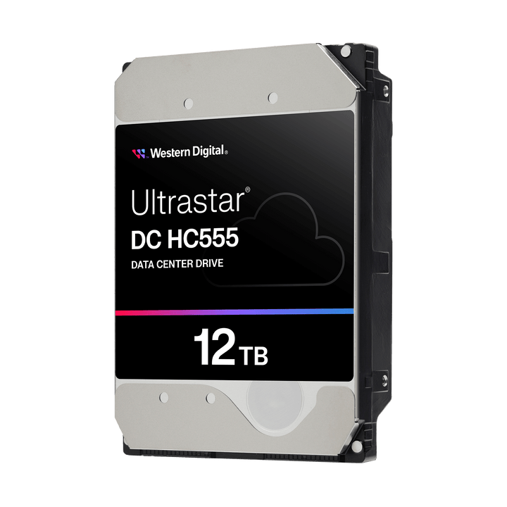 Western Digital Ultrastar DC HC555 12TB, official manufacturer left view; representative security/interface configuration