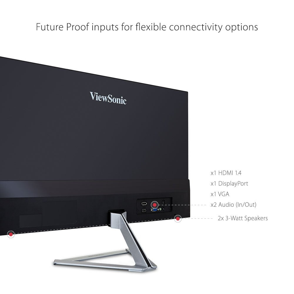 ViewSonic VX2476-Smhd (23.8 Inch) Full HD LED 1080p, IPS Panel, Frameless Gaming Monitor, HDMI, DisplayPort & VGA, Refresh Rate 75Hz, Eye Care, Flicker-Free and Blue Light Filter