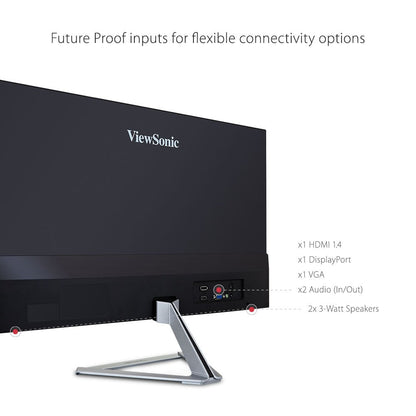 ViewSonic VX2476-Smhd (23.8 Inch) Full HD LED 1080p, IPS Panel, Frameless Gaming Monitor, HDMI, DisplayPort & VGA, Refresh Rate 75Hz, Eye Care, Flicker-Free and Blue Light Filter