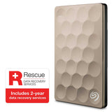 Seagate Backup Plus Ultra Slim 2TB USB 3.0 External Hard Drive with Mobile Device Backup (Gold)